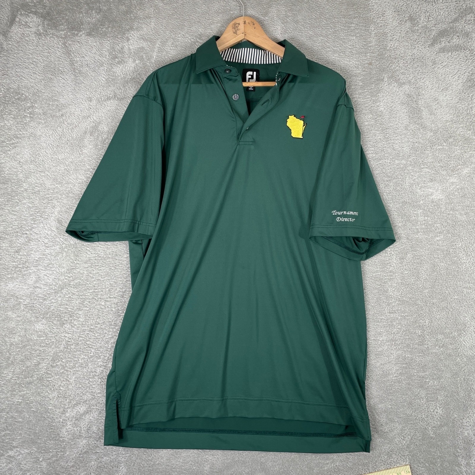 Footjoy Masters Tournament Director Polo Mens Large Green Performance Golf Shirt